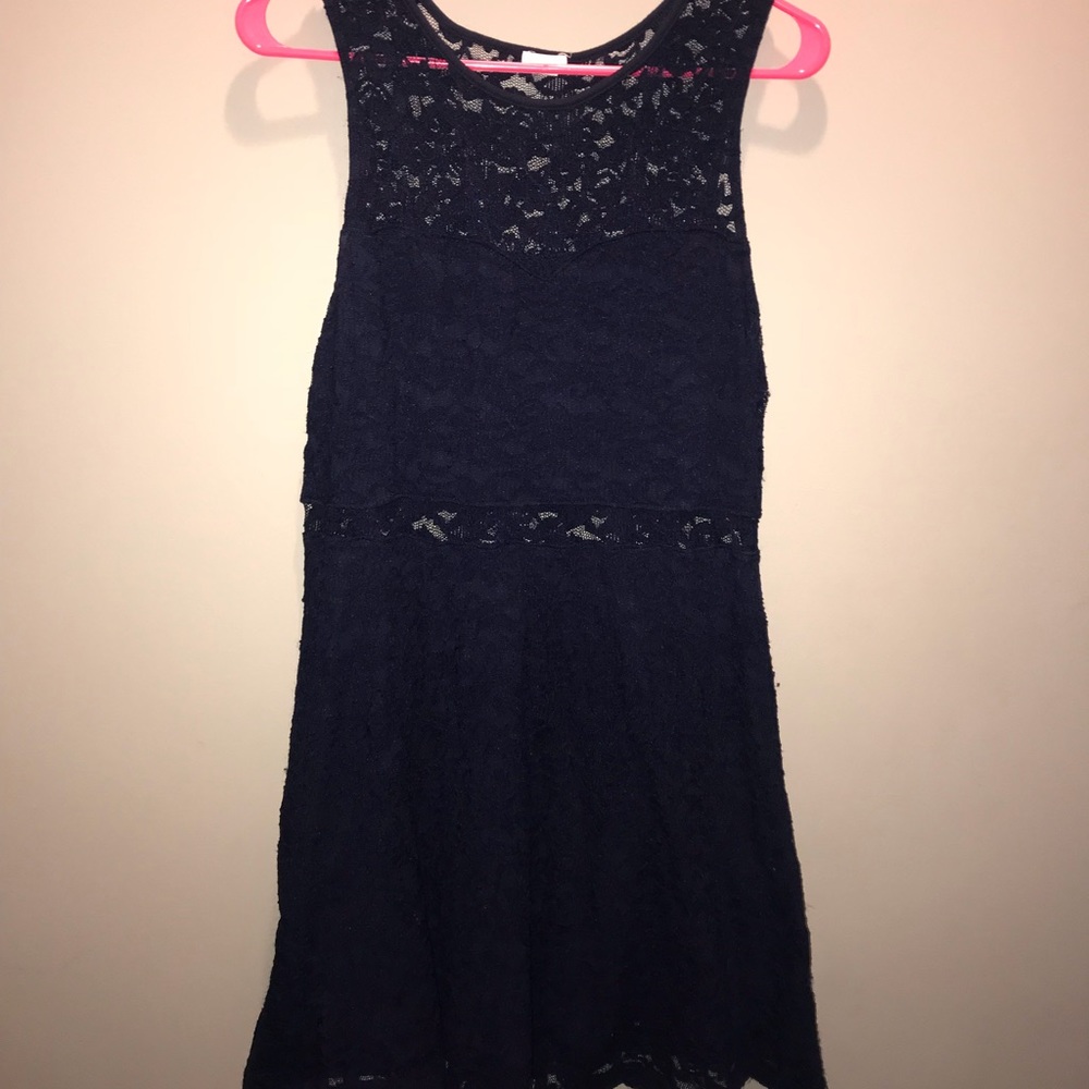 blue lace skater dress